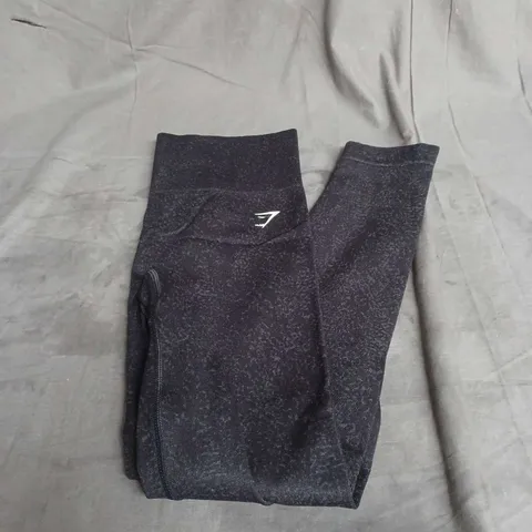 GYMSHARK ADAPT FLECK SEAMLESS LEGGINGS IN MINERAL BLACK SIZE S