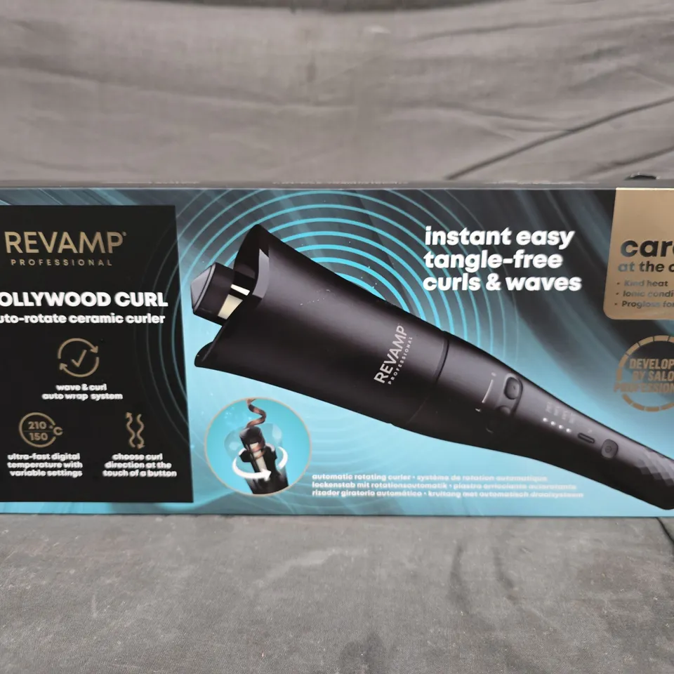 REVAMP HOLLYWOOD CURL AUTO-ROTATE CERAMIC HAIR CURLER – BOXED