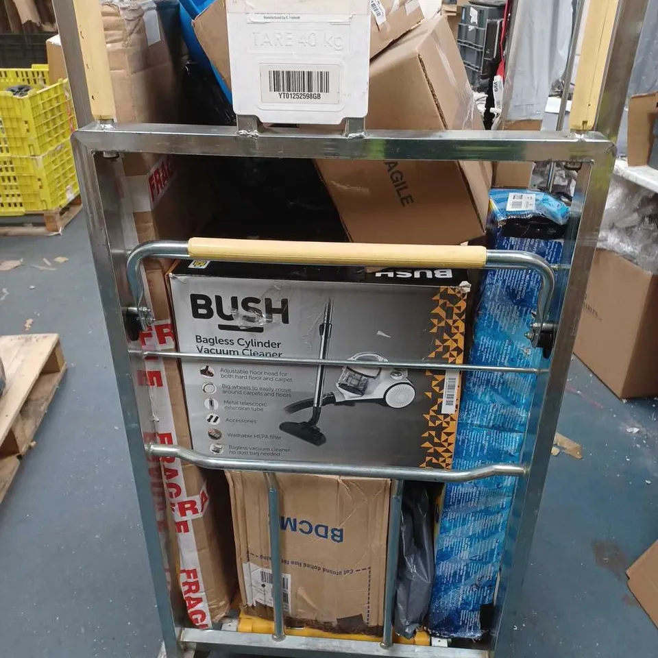 APPROXIMATELY 12 ASSORTED ITEMS TO INCLUDE BUSH HOOVER, SPIDERMAN SCOOTER, AND DELONGHI COFFEE MACHINE ETC. 