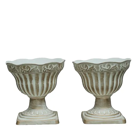 GARDEN REFLECTIONS SET OF 2 FLUTED URN PLANTERS