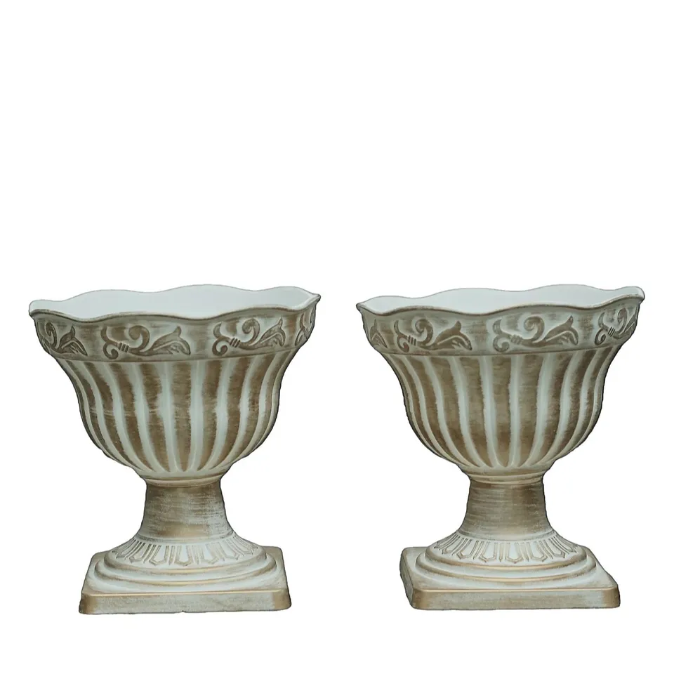 GARDEN REFLECTIONS SET OF 2 FLUTED URN PLANTERS