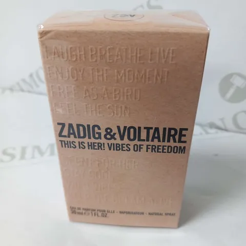 BOXED AND SEALED ZADIG AND VOLTAIRE THIS IS HER! VIBES OF FREEDOM EAU DE PARFUM 30ML