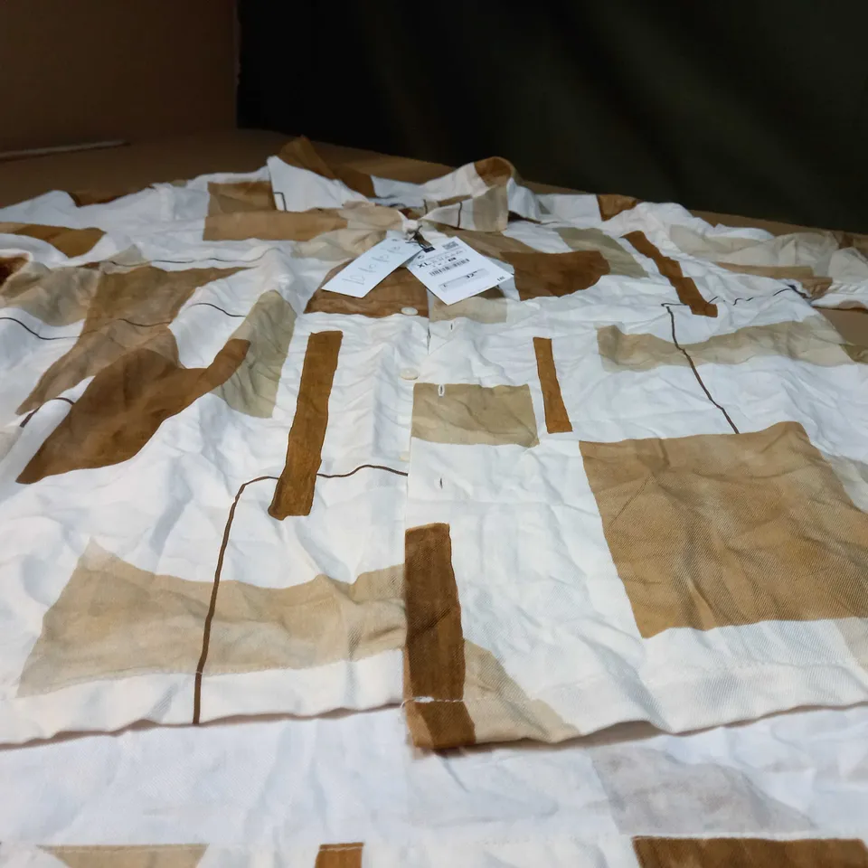 ZARA BROWNS/BEIGE REGULAR FIT MENS SHIRT - XL
