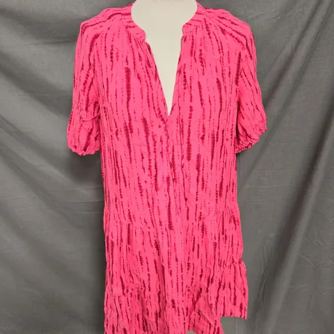 HUSH V NECK MIDI DRESS IN PINK PRINT SIZE 10