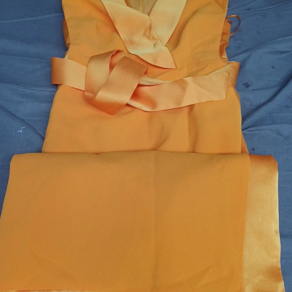 COAST PETITE TUX SATIN DRESS, ORANGE - UK SIZE 12