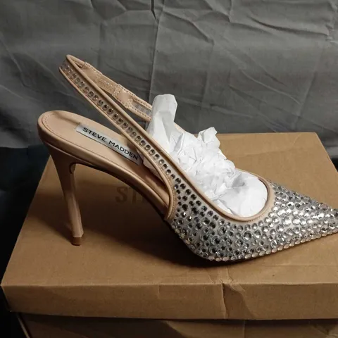 STEVE MADDEN BEIGE EMBELLISHED SLINGBACK HEELS – UK 6