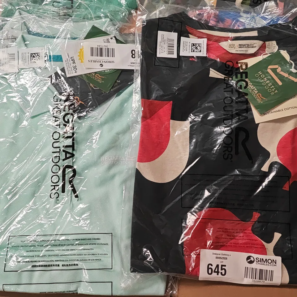 LOT OF 15 ASSORTED BRAND NEW REGATTA ITEMS IN VARIOUS STYLES AND SIZES