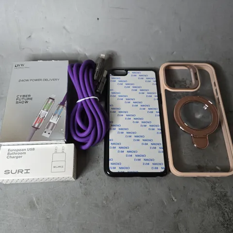 APPROXIMATELY 15 ASSORTED ITEMS TO INCLUDE - EUROPEAN USB BATHROOM CHARGER SURI, PHONE CASES ETEC