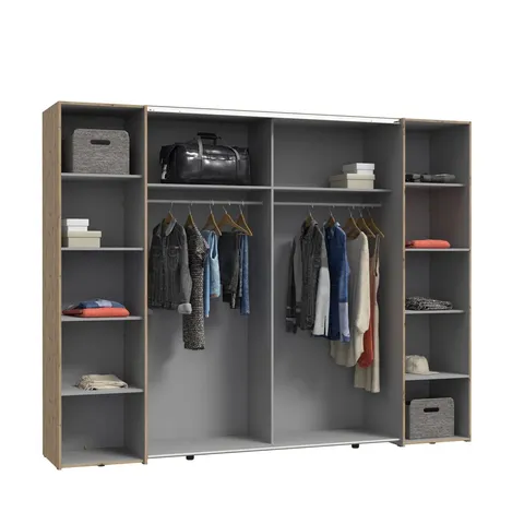 BOXED DEBARR 4 DOOR SLIDING WARDROBE - ARTISAN OAK, CONCRETE, DARK GREY (4 BOXES)