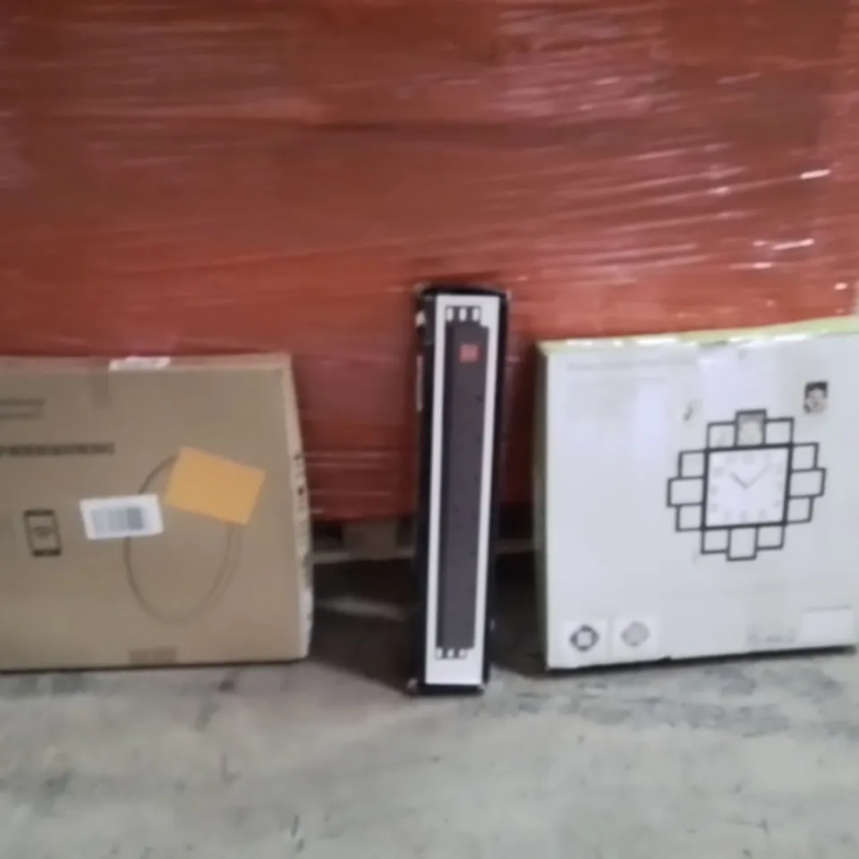 PALLET OF ASSORTED ITEMS INCLUDING:CLOCK,TOILET SEAT,PLUG SOCKET 