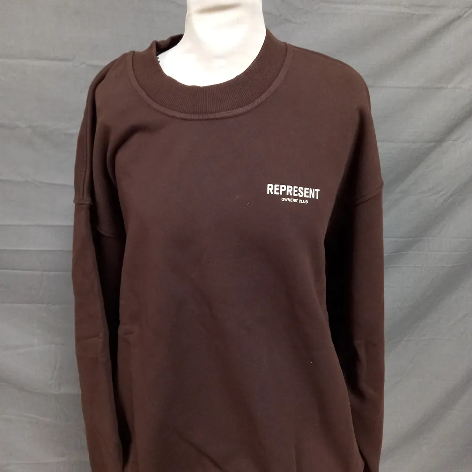 REPRESENT OWNERS CLUB BROWN HEAVY WEIGHT SWEATSHIRT - LARGE