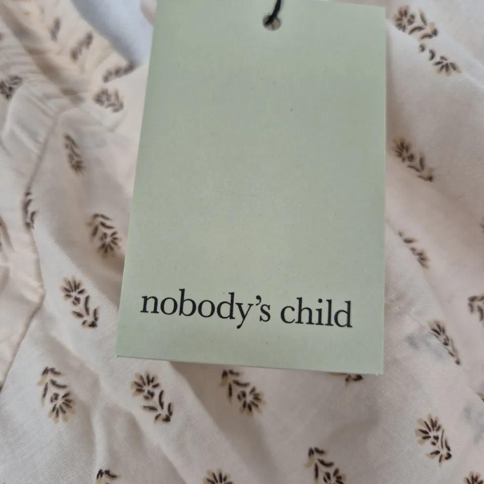 NOBODY'S CHILD MARA MIDI DRESS – WHITE WITH BROWN LEAF PRINT, UK14