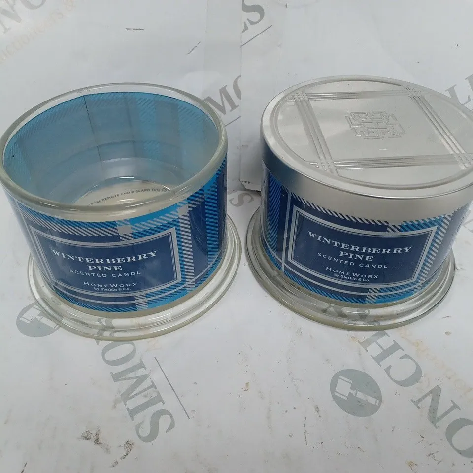 HOMEWORX SET OF TWO SCENTED CANDLES 3 WICK WINTERBERRY PINE