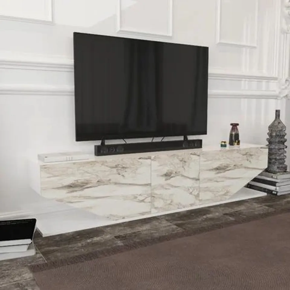 BOXED PEARL MODERN TV STAND/UNIT (1 BOX)