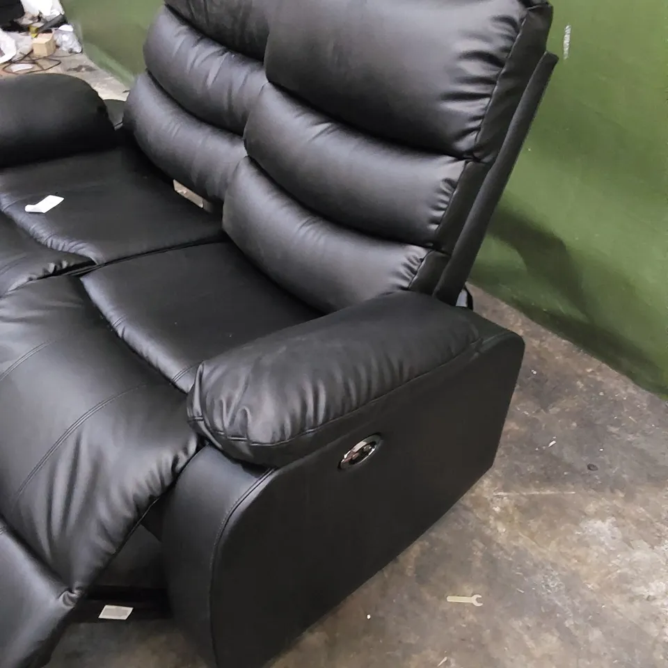 DESIGNER FAUX LEATHER RECLINER SOFA - BLACK 