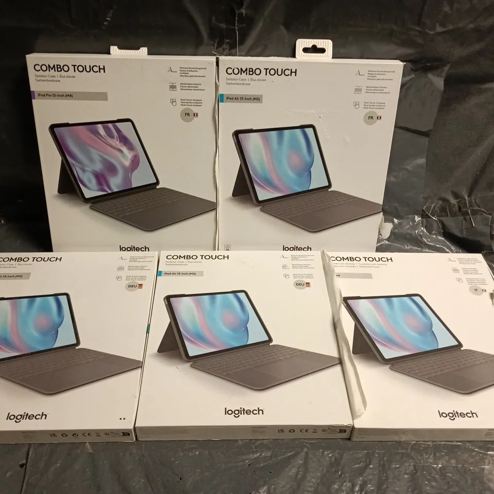 LOT OF 5 ASSORTED LOGITECH COMBO TOUCH KEYBOARD CASES - VARIOUS LANGUAGES 
