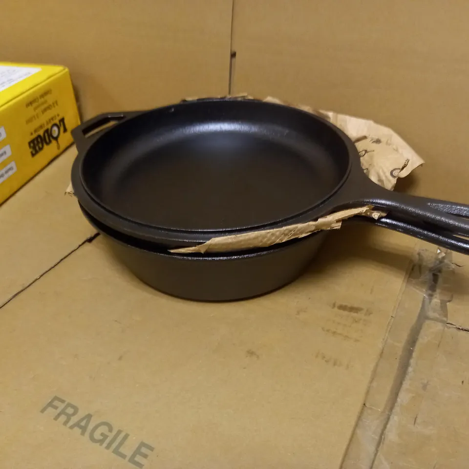 LODGE 3.2 QUART PRE-SEASONED CAST IRON COMBO COOKER
