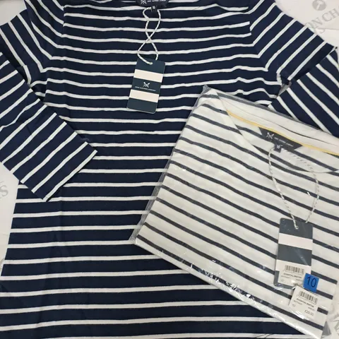 PAIR OF CREW CLOTHING ESSENTIAL BRETON LONG SLEEVE TOPS - BOTH 10