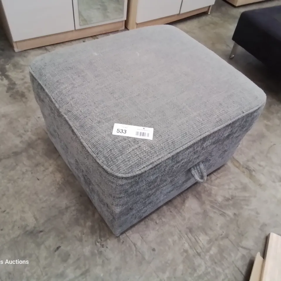 DESIGNER SQUARE STORAGE FOOTSTOOL GREY FABRIC 