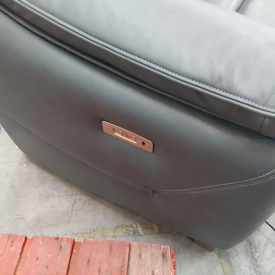 QUALITY BRITISH DESIGNER G PLAN JACKSON POWER RECLINING THREE SEATER SOFA CAMBRIDGE PETROL BLUE LEATHER 