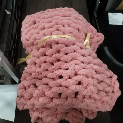 STRETCHABLE HAND-WOVEN EXTRA THICK WOOL BLANKET - 150×80CM - PINK 