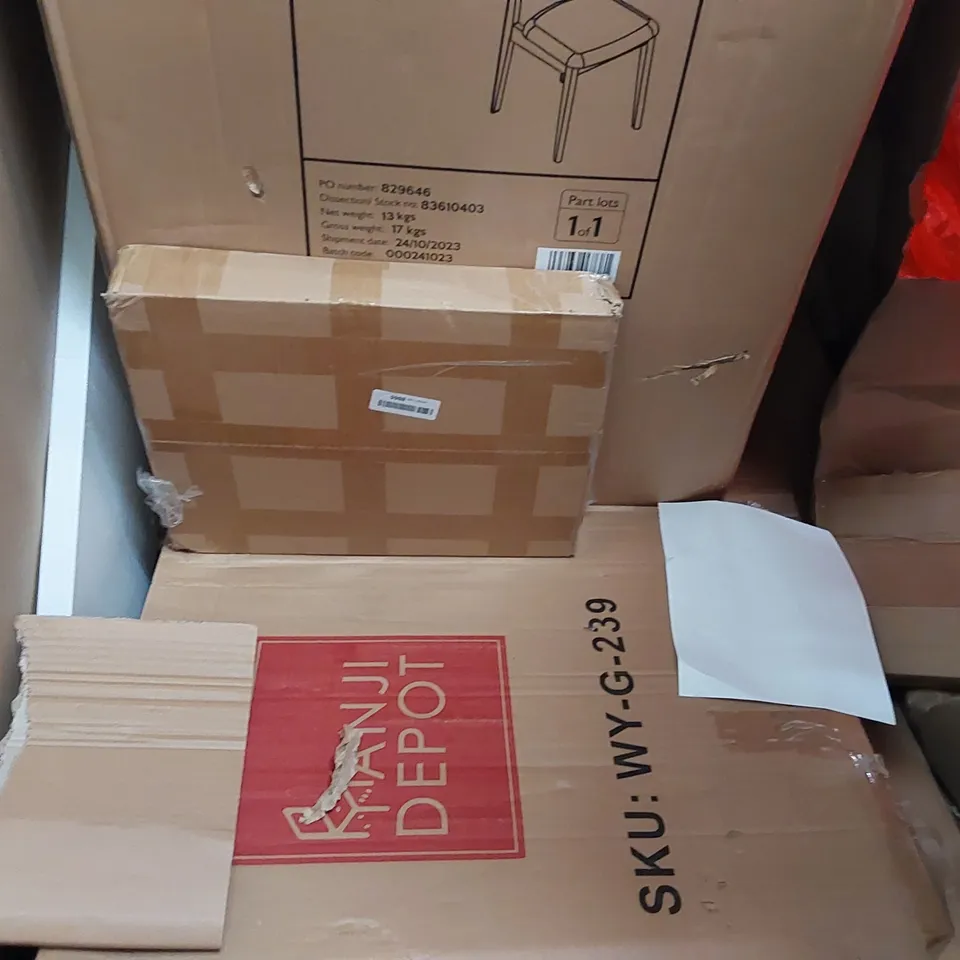 PALLET OF ASSORTED ITEMS INCLUDING:  VACUUM CLEANER, ADJUSTABLE KETTLEBELL, CHAIRS, SOIL SAMPLER