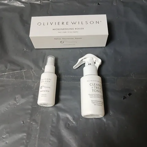 APPROXIMATELY 6 X OLIVIER WILSON MICRONEEDLING ROLLER SET WITH CLEANSE & TREAT TONER AND SOOTHING SPRAY, 0.5MM NEEDLES