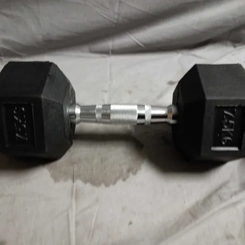 HEX DUMBBELL WITH CHROME KNURLED HANDLE – 7.5KG