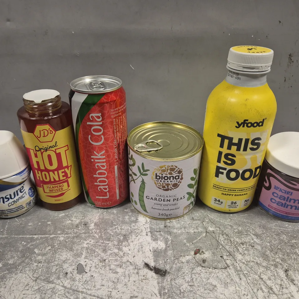 APPROXIMATELY 15 ASSORTED FOOD/DRINK PRODUCTS TO INCLUDE YFOOD, HOT HONEY, ENSURE COMPACT ETC 
