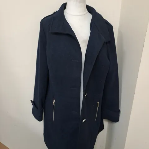WALLIS BUTTONED COAT IN NAVY SIZE 18
