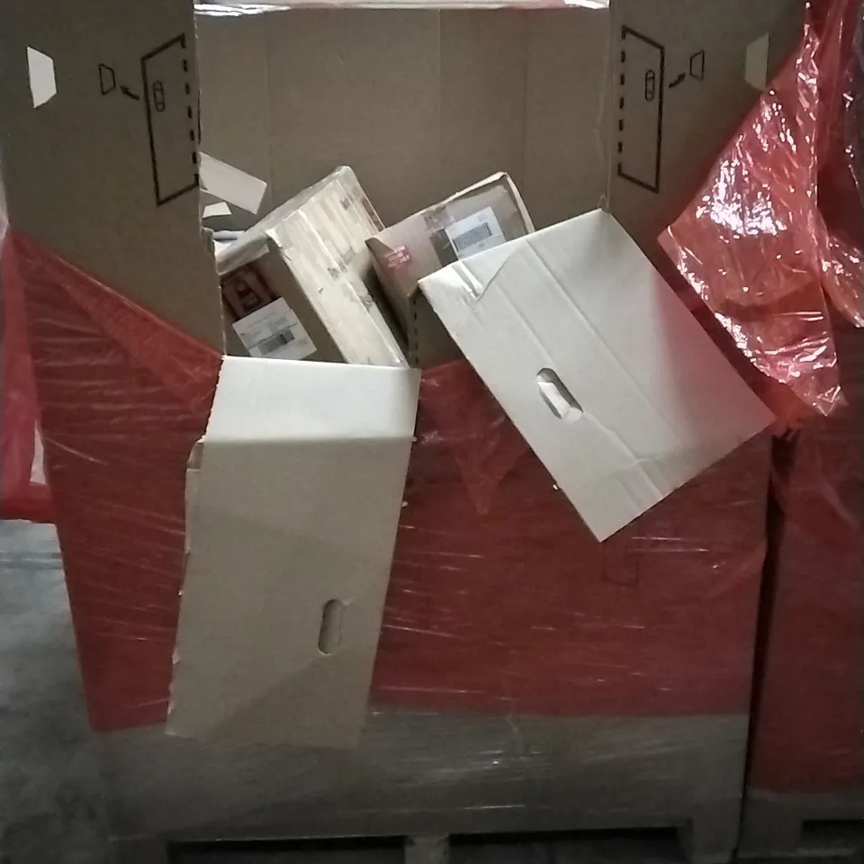 PALLET OF HOUSEHOLD ITEMS TO INCLUDE CHEESEBOARD,  CHEFMAN TURBOFRY,  LED AQUARIUM LIGHT, UNDER DESK ELECTRIC ELLIPTICAL TRAINER AND OTHER ASSORTED...