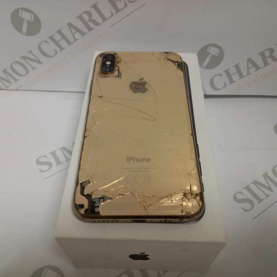 BOXED IPHONE XS IN METALLIC ROSE GOLD EFFECT