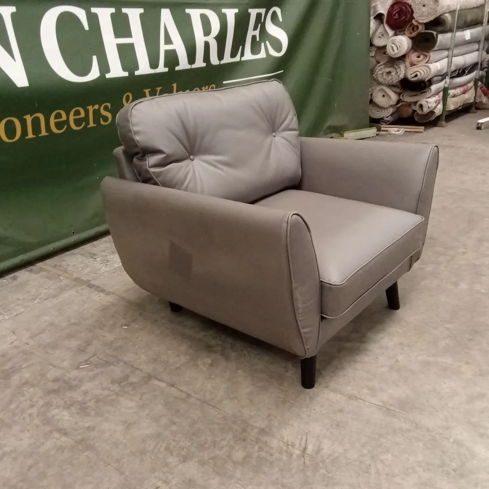 PAULO FAUX LEATHER STANDARD BACK ARMCHAIR - GREY RRP £449