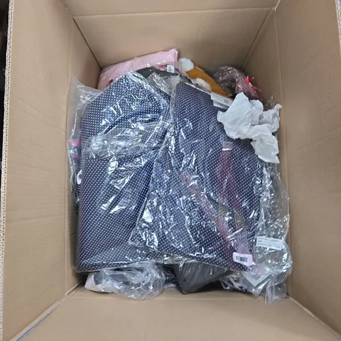 BOX OF APPROXIMATELY 20 ASSORTED CLOTHING ITEMS TO INCLUDE: CHARLOTTE WEST FLUFFY COAT
