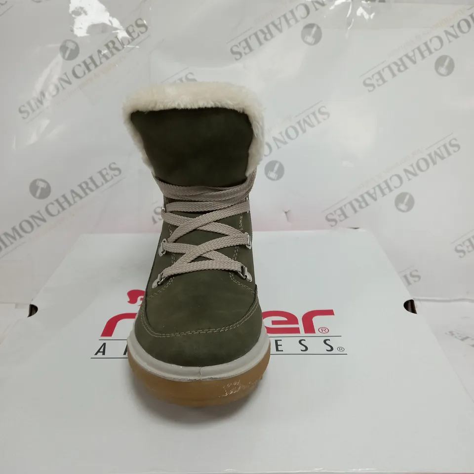 BOXED RIEKER ANTISTRESS WARM HIKING BOOTS, KHAKI - SIZE 4