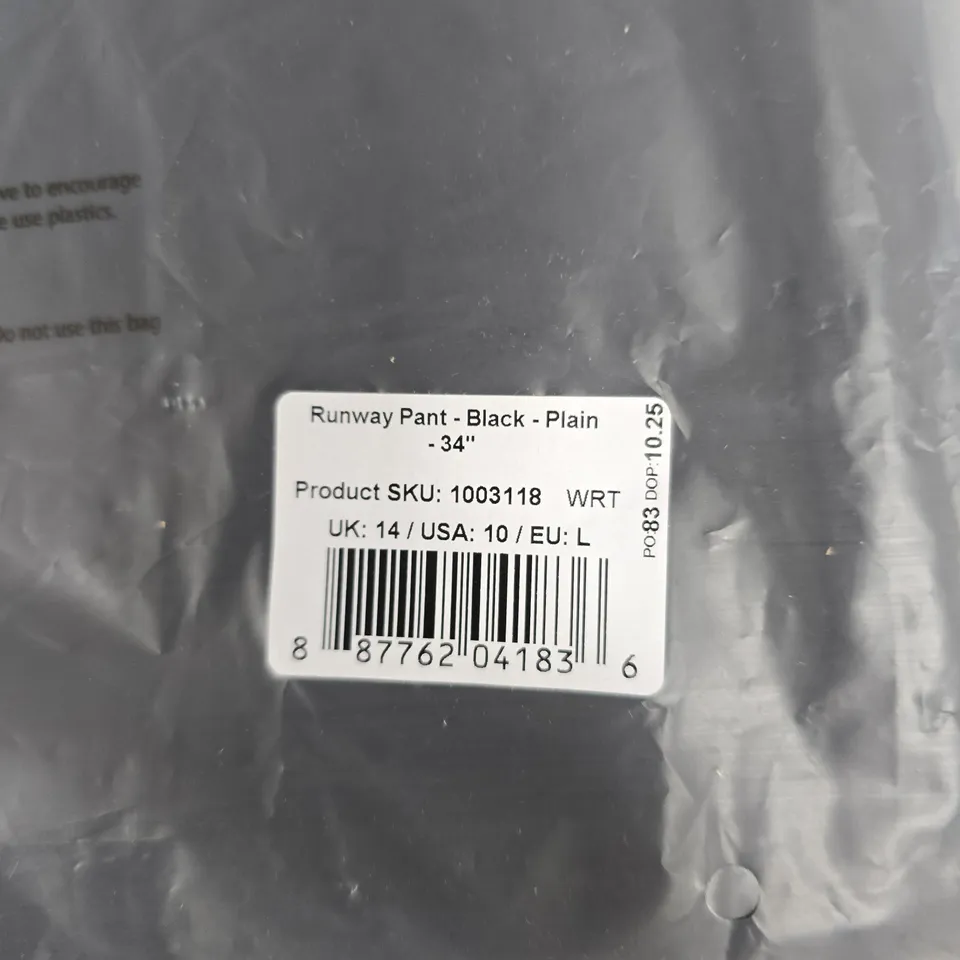 SAINT + SOFIA RUNWAY PANT – BLACK – UK 14