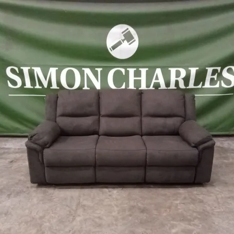 ALBION FABRIC 3 SEATER HIGH BACK MANUAL RECLINER SOFA - CHARCOAL