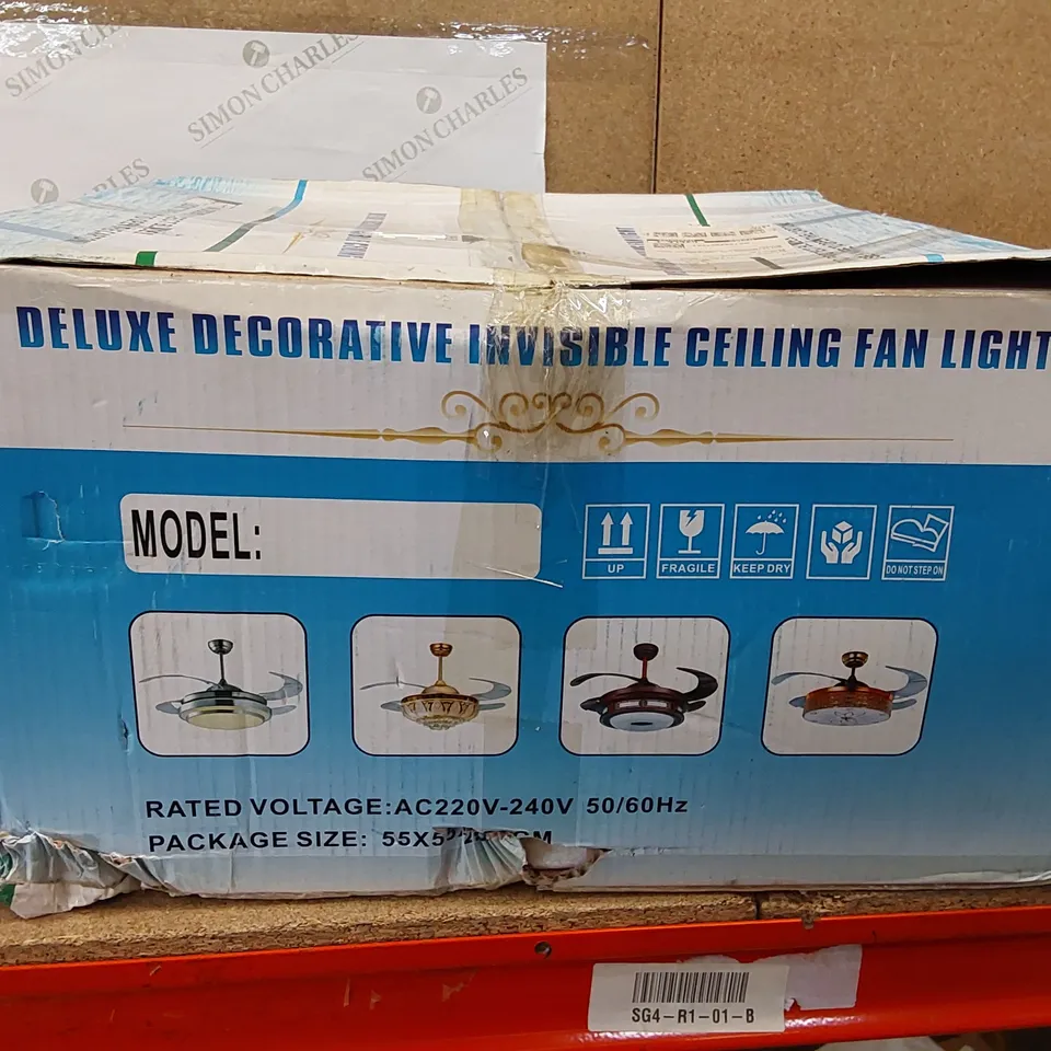 BOXED DELUXE DECORATIVE INVISIBLE CEILING FAN LIGHT (1 BOX)