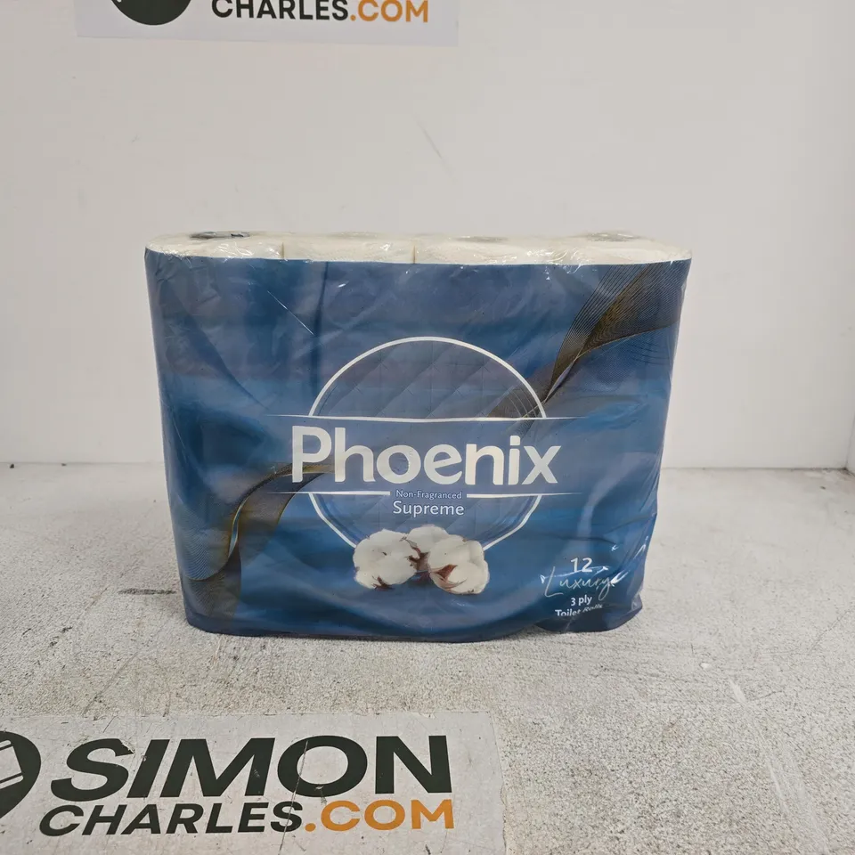 PHOENIX NON FRAGRANCED SUPREME 12 LUXURY 3 PLY TOILET TOLLS