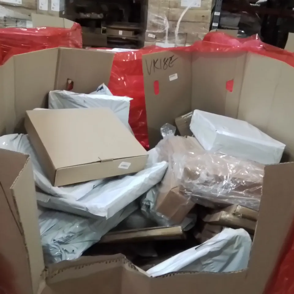 PALLET OF ASSORTED HOUSEHOLD GOODS AND PRODUCTS TO INCLUDE;MAGNETIC DARTBOARD,LUX SHOWER FITTING,BALLOON ARCH STAND 