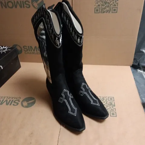 KOI BLACK SUEDE WESTERN BOOTS – UK SIZE 6