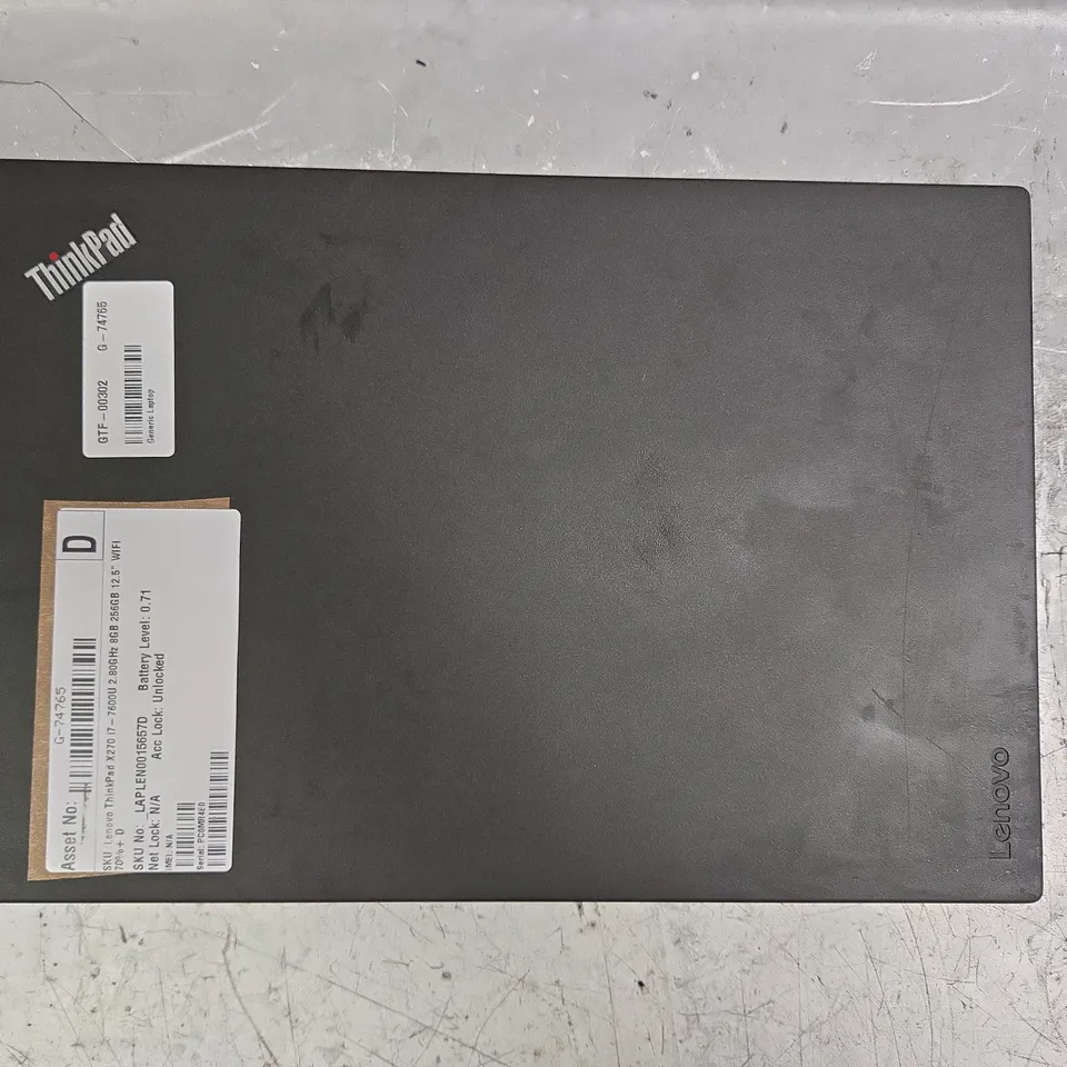 LENOVO X270 THINKPAD LAPTOP IN BLACK