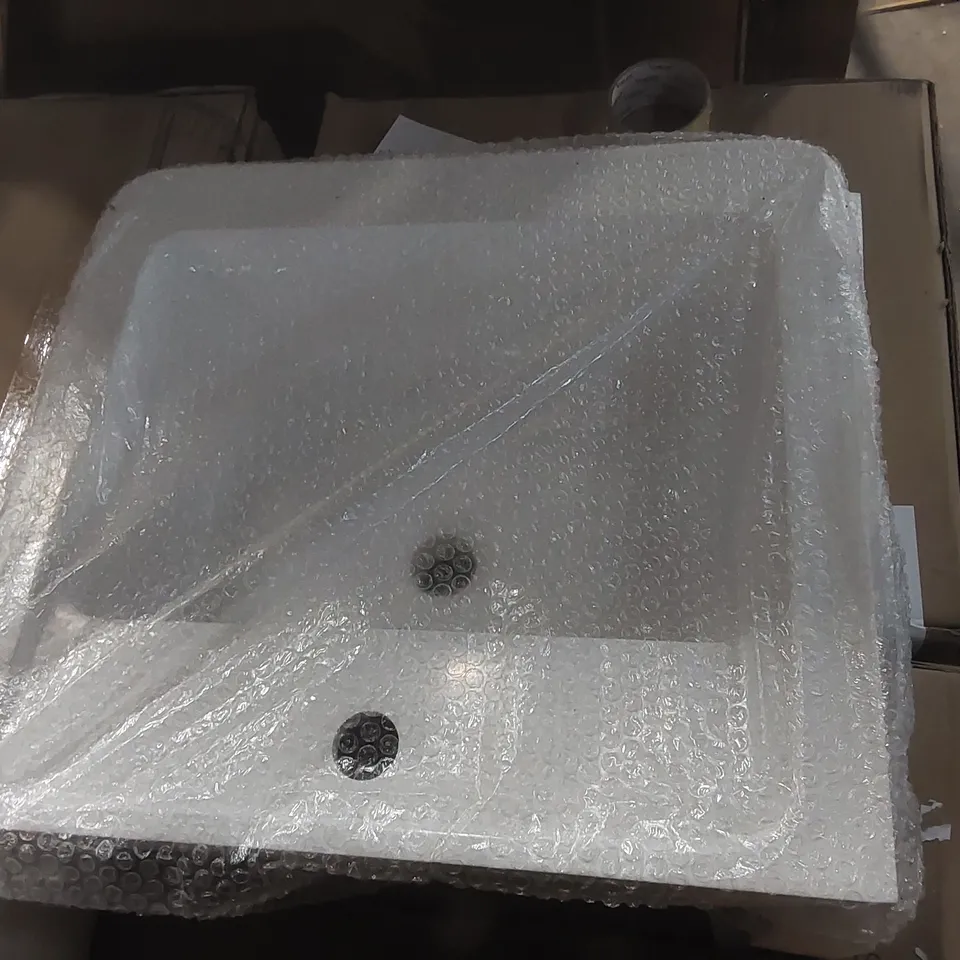 BOXED AQUA DART HARBY 500mm STONE RESIN BASIN - WHITE (1 BOX)