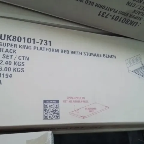 BRAND NEW SUPER KING PLATFORM BED WITH STORAGE BENCH  -BLACK-