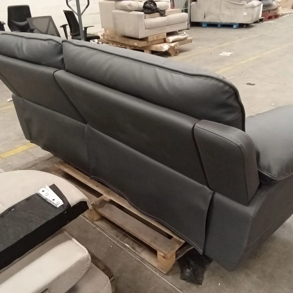 SEVILLE 3 SEATER RECLINER SOFA, GREY PREMIUM FAUX LEATHER