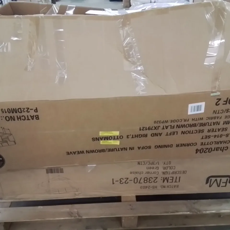 PALLET CONTAINING INCOMPLETE BOXED GARDEN FURNITURE PARTS.