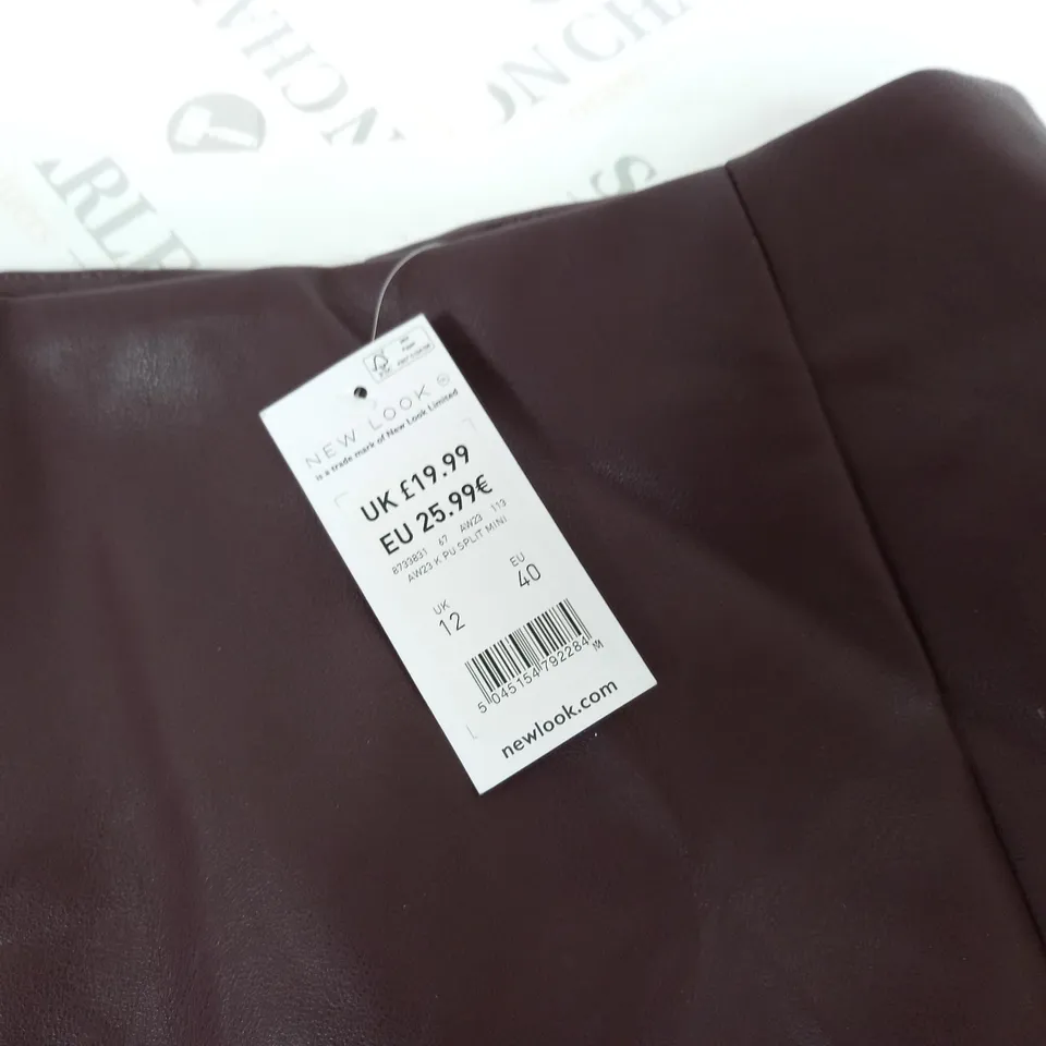 NEW LOOK PU SPLIT MINI SKIRT - UK 12