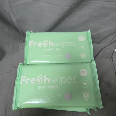 LOT OF 10 PACKS OF FRESHWIPES FEMININE BODY WIPES - OCEAN FRESH SCENT - 12 WIPES PER PACK