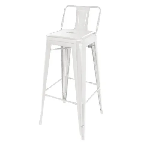 BOXED BOLERO BISTRO STEEL HIGH STOOLS WITH BACKREST WHITE (4 PACK)