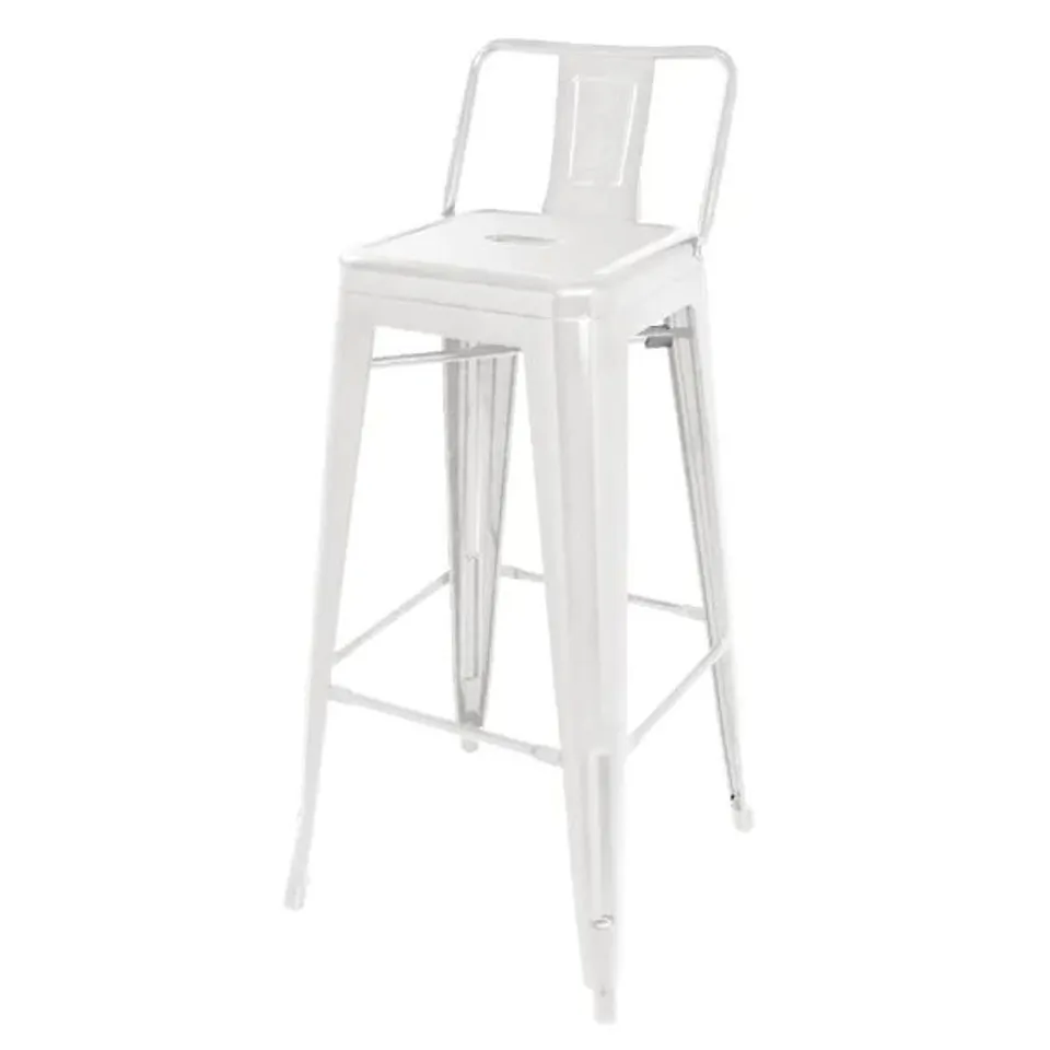 BOXED BOLERO BISTRO STEEL HIGH STOOLS WITH BACKREST WHITE (4 PACK)